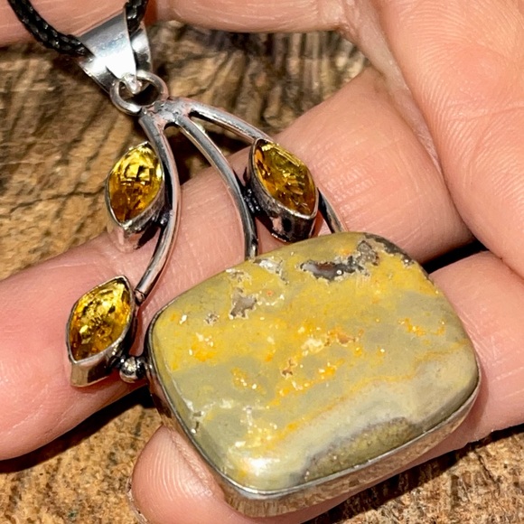 Indonesian Bumblebee Jasper Pendant 2 1/4” - Picture 3 of 15